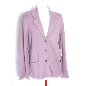 Judith Hart Light Purple Knit Fringed Wool Blend Jacket Size Large New with Tags